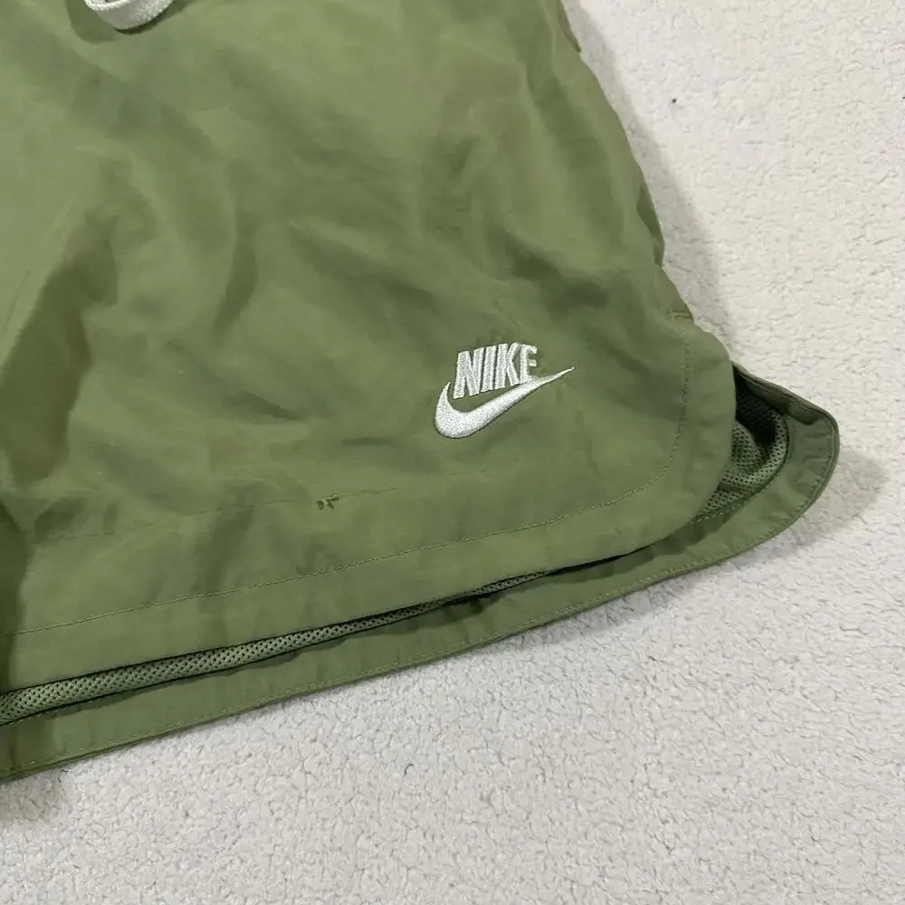 Nike Olive Green Mesh Lined Swim Shorts Men's Size M Drawstring Swoosh